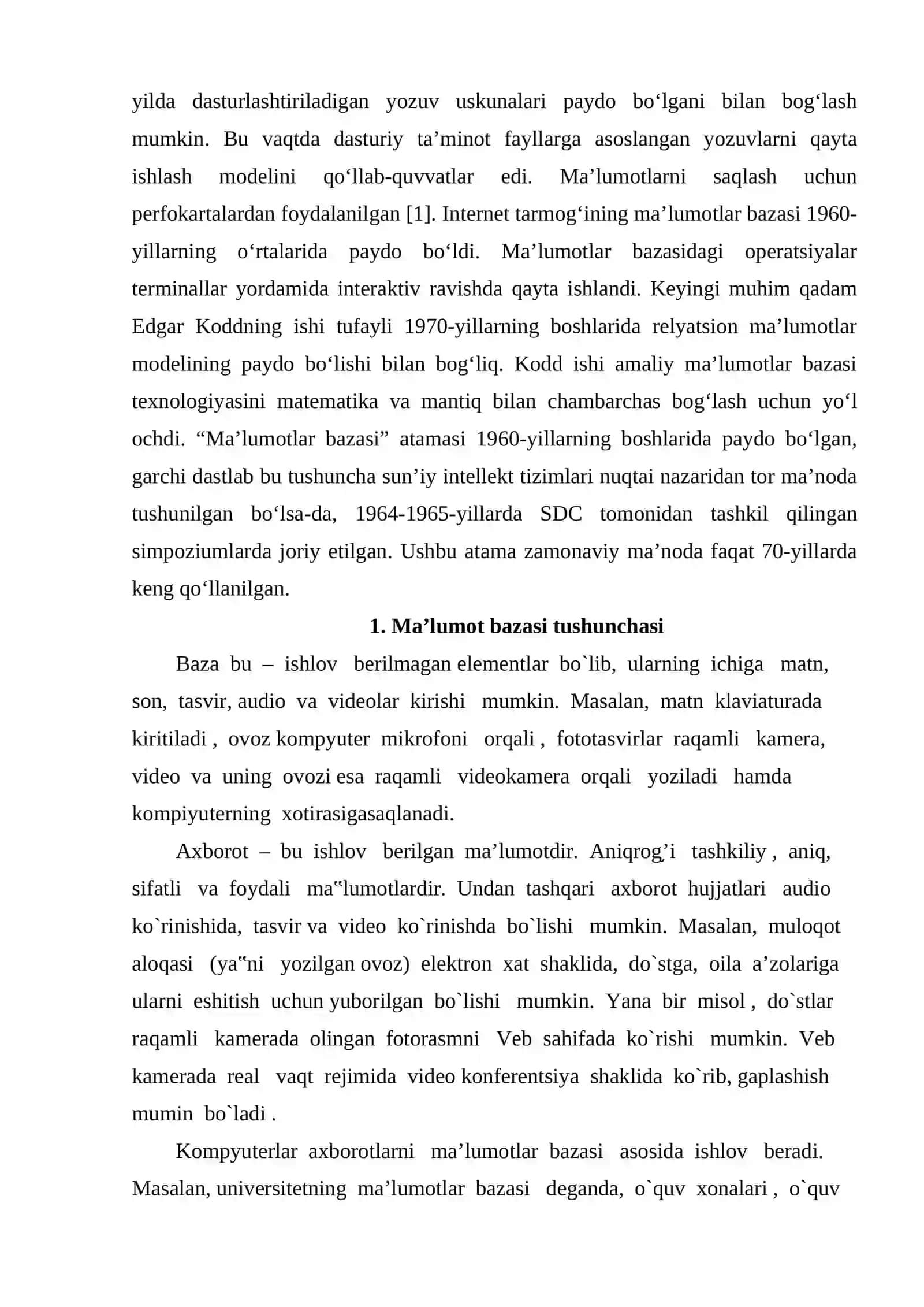 MA’LUMOTLAR BAZASI TEXNOLOGIYALARI FANIDAN 3