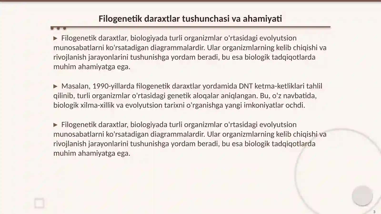Filogenetik daraxtga oid masala va mashqlar tuzish hamda yechish metodikasi 3