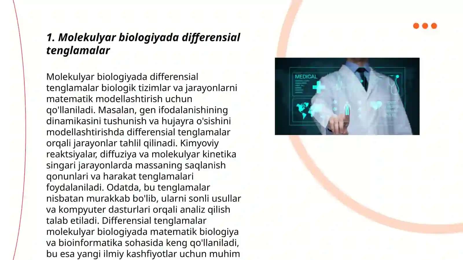 Tibbiy - Biologik Differensial Tenglamalar 3