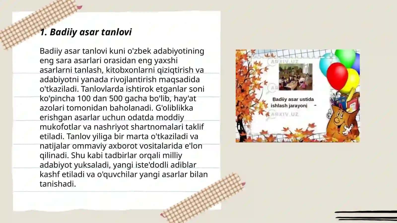 Badiiy asar tanlovi 3