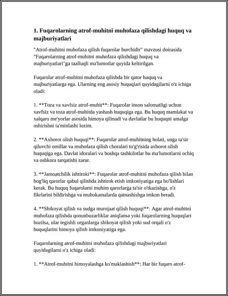 Fuqarolarning atrof‑muhitni muhofaza qilishdagi huquq va majburiyatlari 3