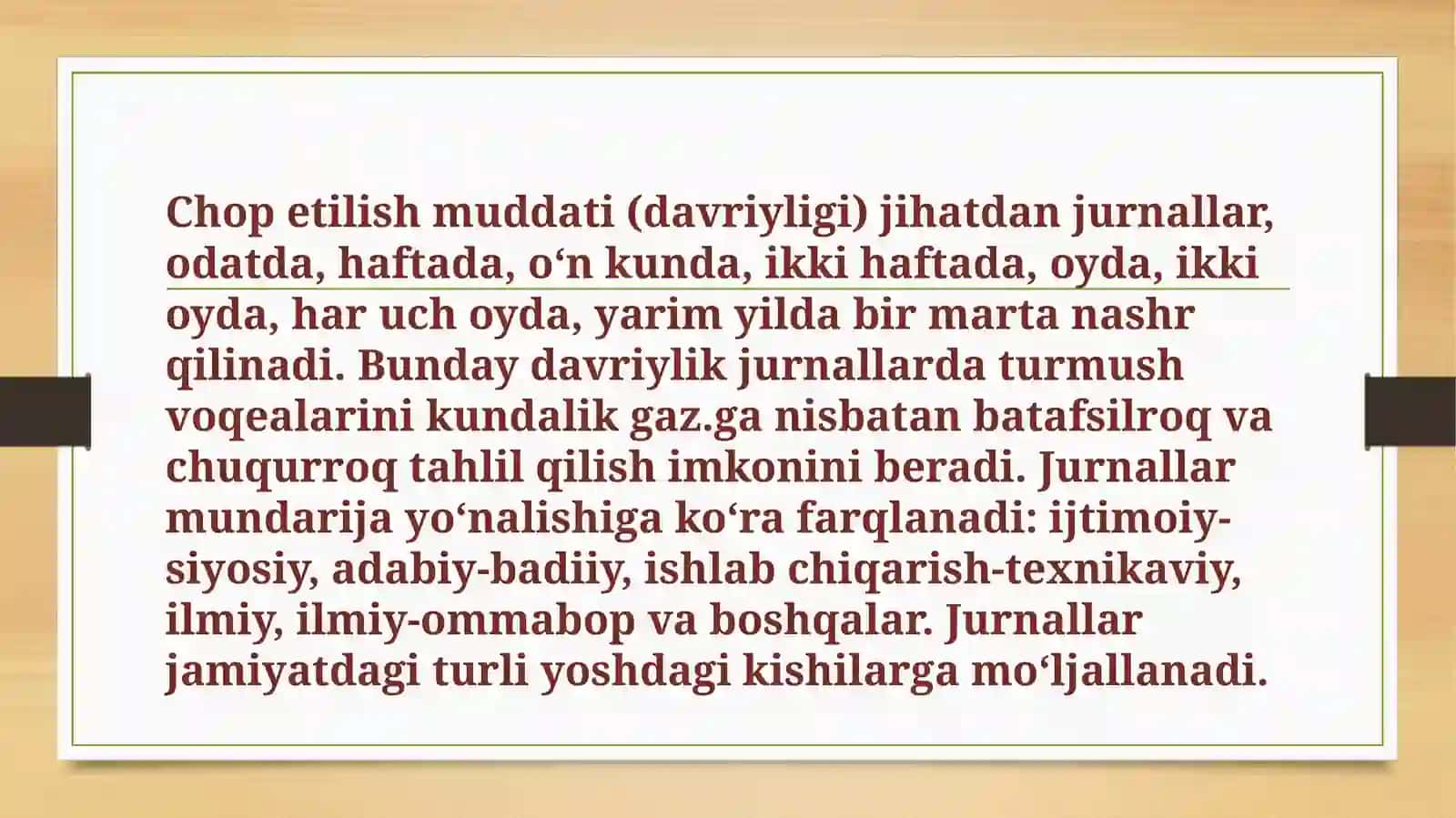 Jurnallar va ko’ngilochar mahsulotlar 3