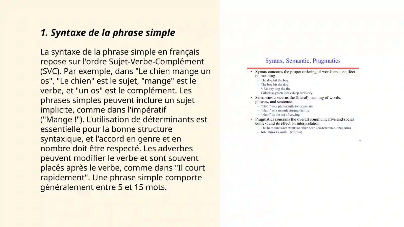 La syntaxe: unités syntaxiques et types de relations syntaxiques 3