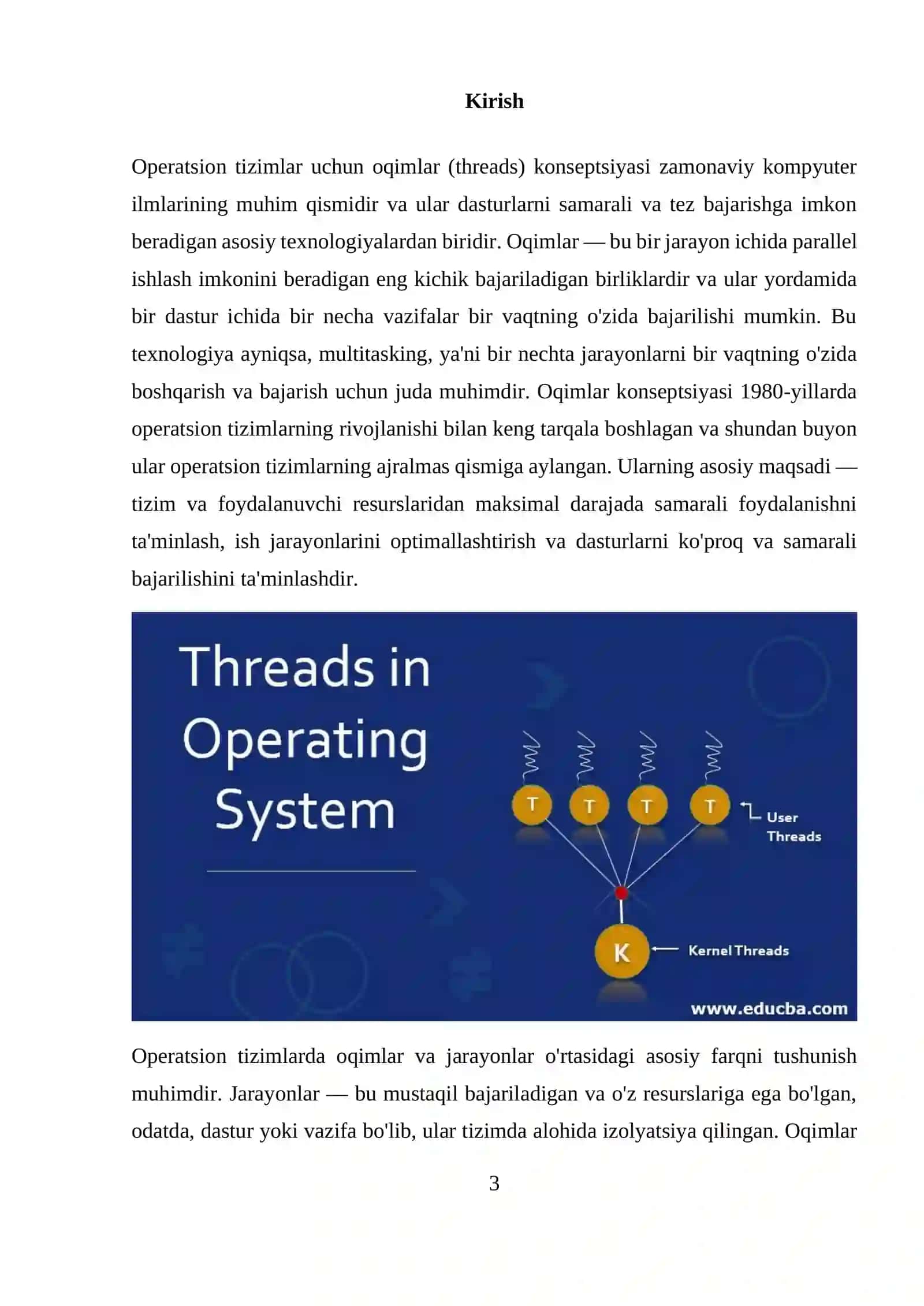 OPERATSION TIZIMLARDA OQIMLAR (THREADS) HAQIDA MA’LUMOT KELTIRING 3