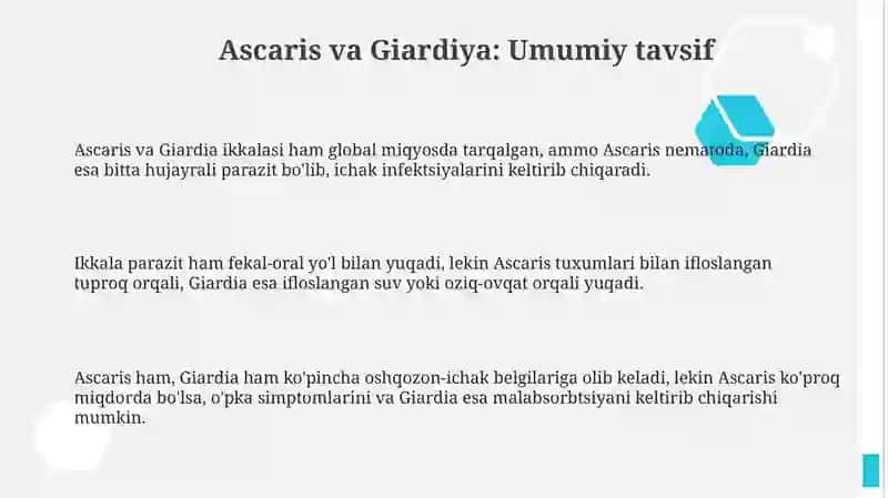 Ascaris va Giardia: Umumiy tavsif 3