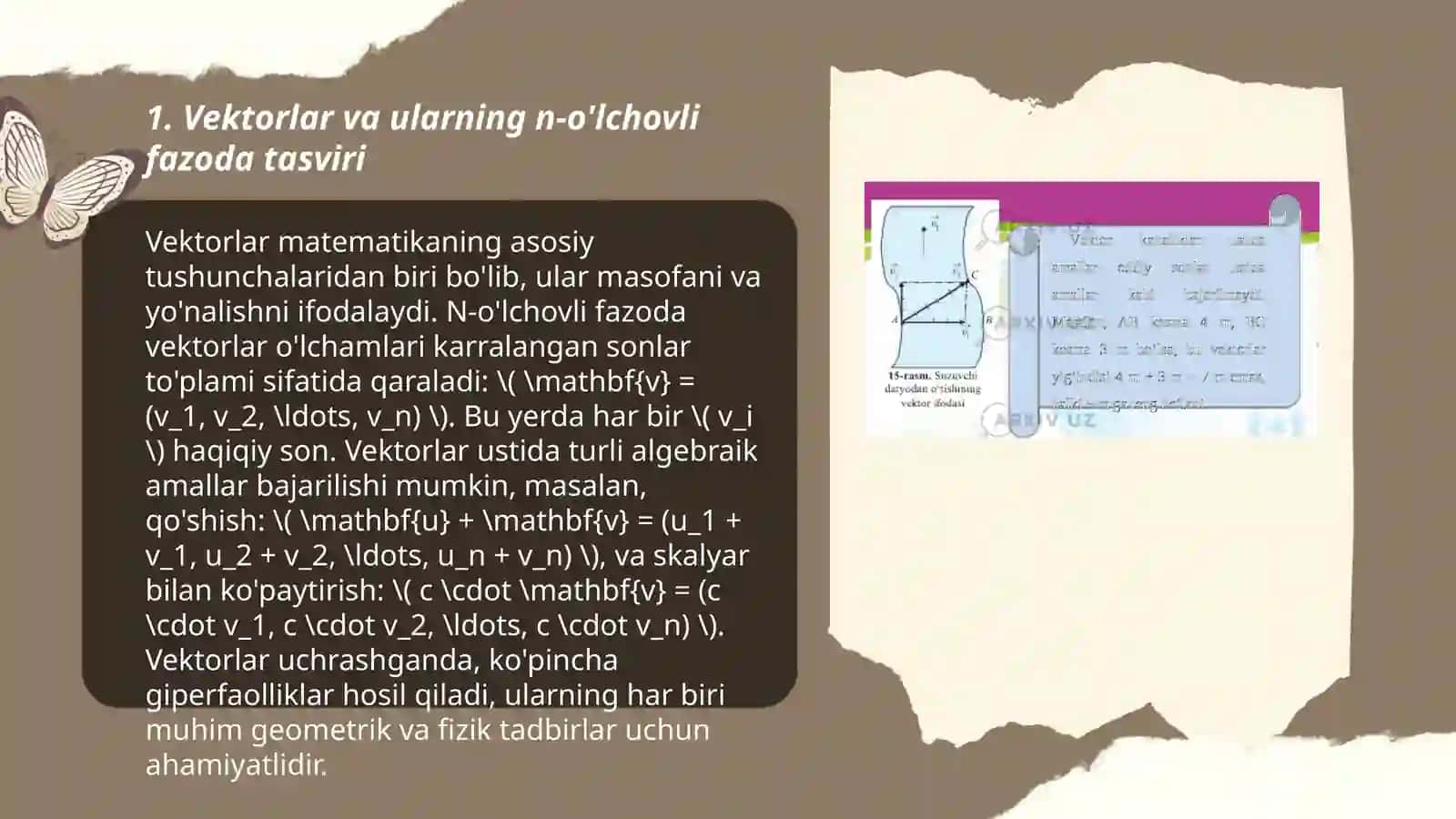 n-o'lchovli vektor fazo. Chiziqli bog'liqlik. Bir jinsli tenglamalar sistemasi 3
