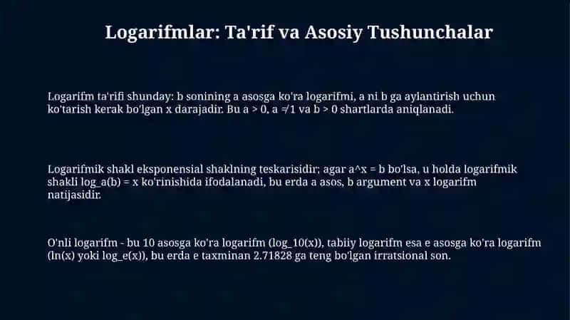 Logarifmik funksiyalar 3