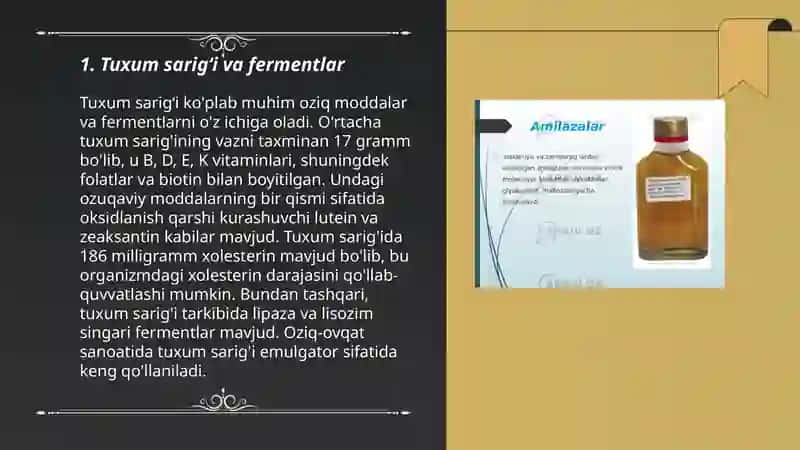 Tuxum sarigʻidan fermentlar olish ekstraksiyasi 3