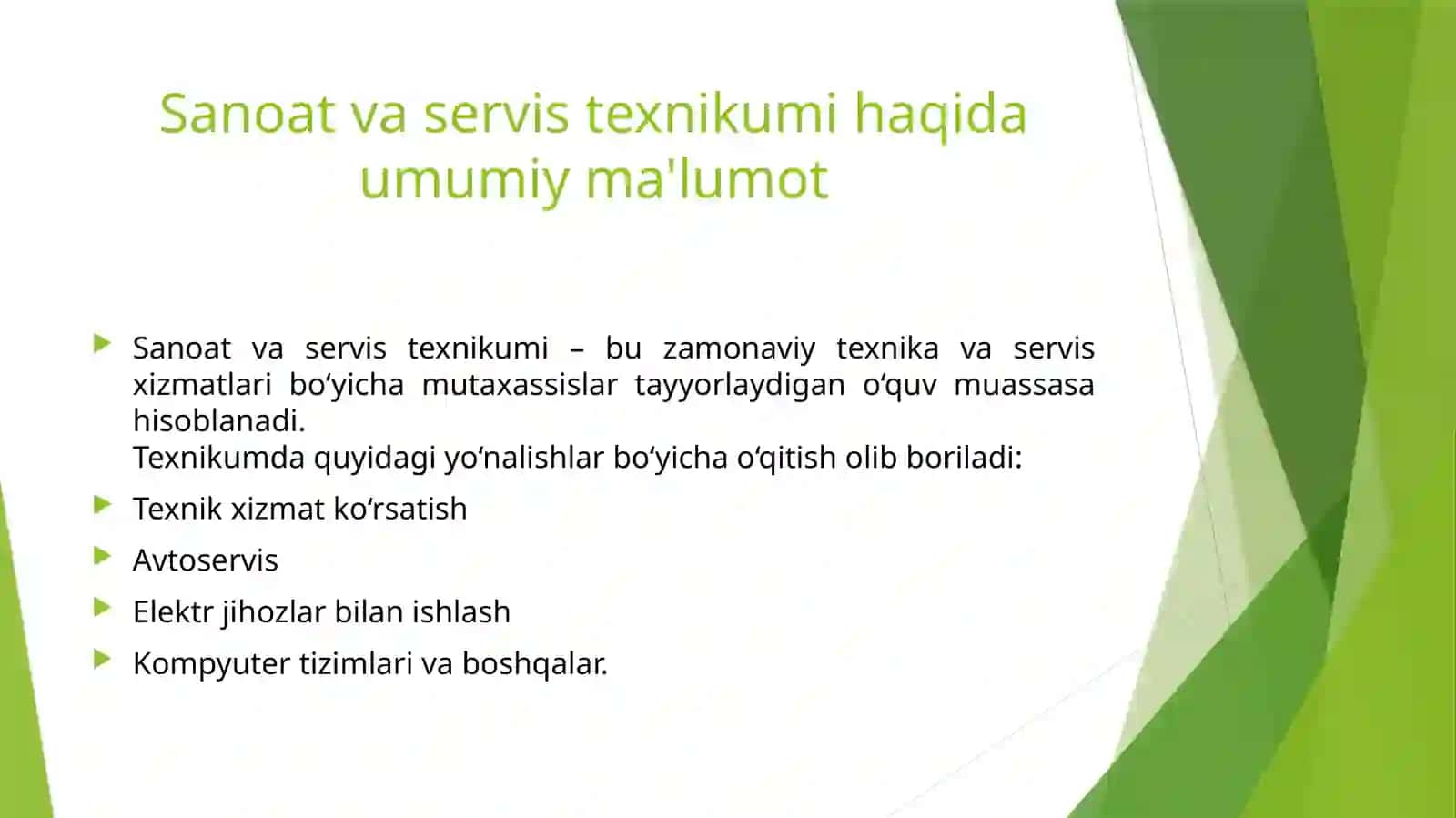 Sanoat va servis texnikumida ishlab chiqarish amaliyotidan lavhalar 3