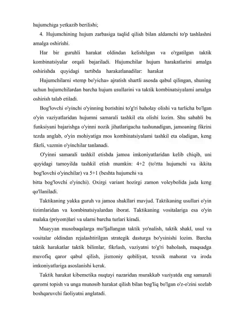 voleybol oʻyin taktikasi asoslari 3