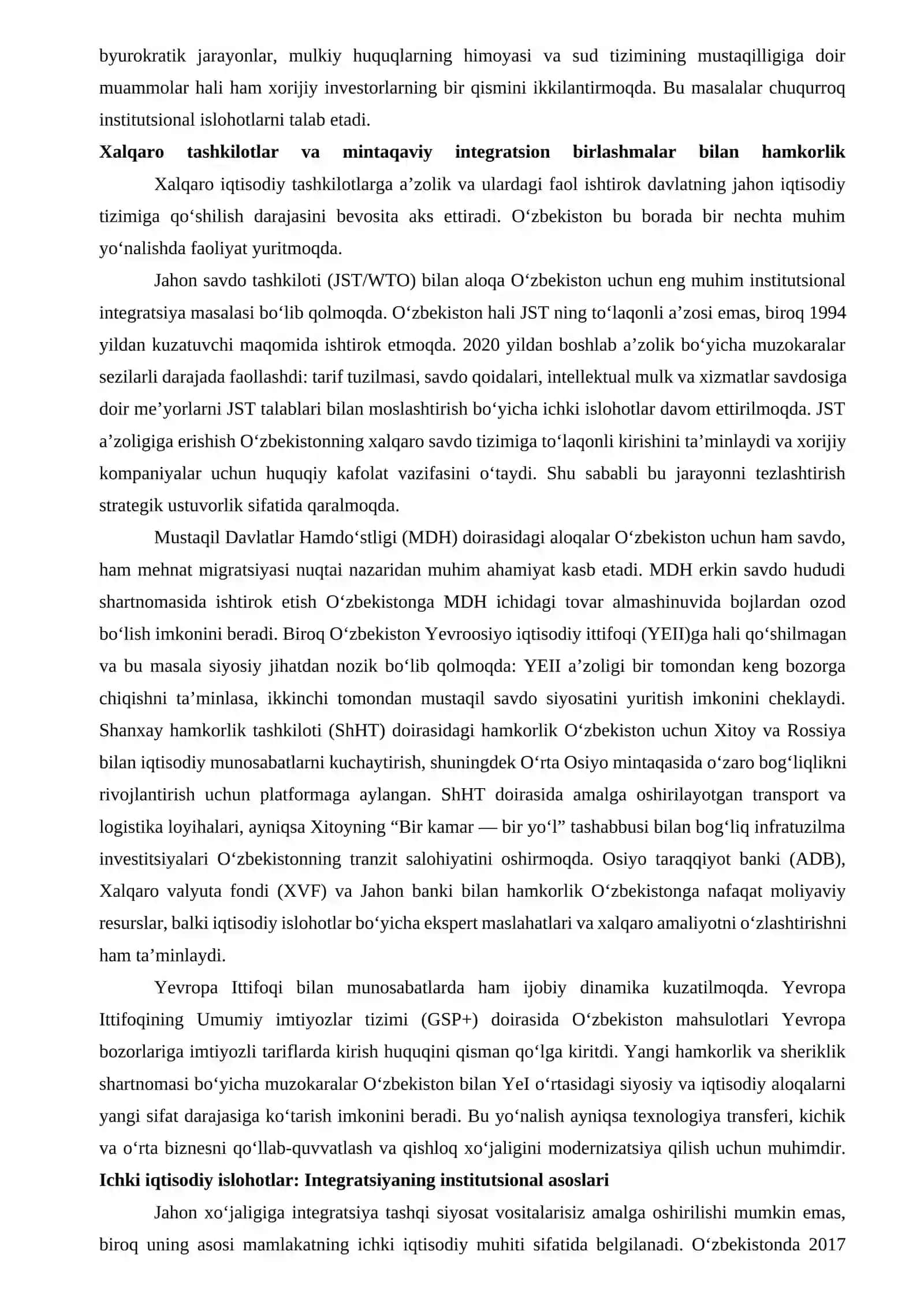 "O‘zbekistonning Jahon Xo‘jaligiga Integratsiyalashuvi Xususiyatlari" (Tezis/Ilmiy maqola) materiali uchun Soff Seller platformasiga moslashtirilgan, mustaqil ta'lim sifatida tez va samarali sotilishini ta'minlaydigan tayyor e'lon varianti:  1. Mahsulot nomi: O‘zbekistonning Jahon Xo‘jaligiga Integratsiyalashuvi Xususiyatlari (Tayyor Mustaqil Ta'lim / Tezis / Maqola + DOCX) 3