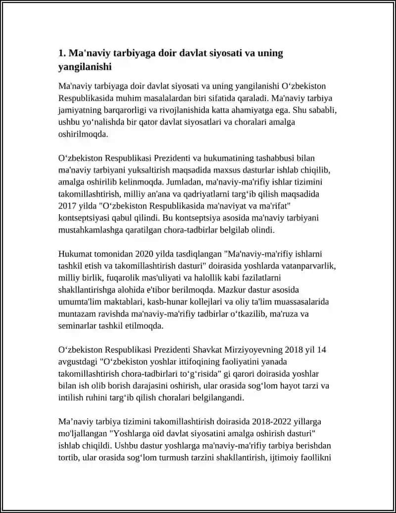 YANGI OʻZBEKISTONDA AMALGA OSHIRILAYOTGAN MAʼNAVIY OʻZGARISHLAR 3