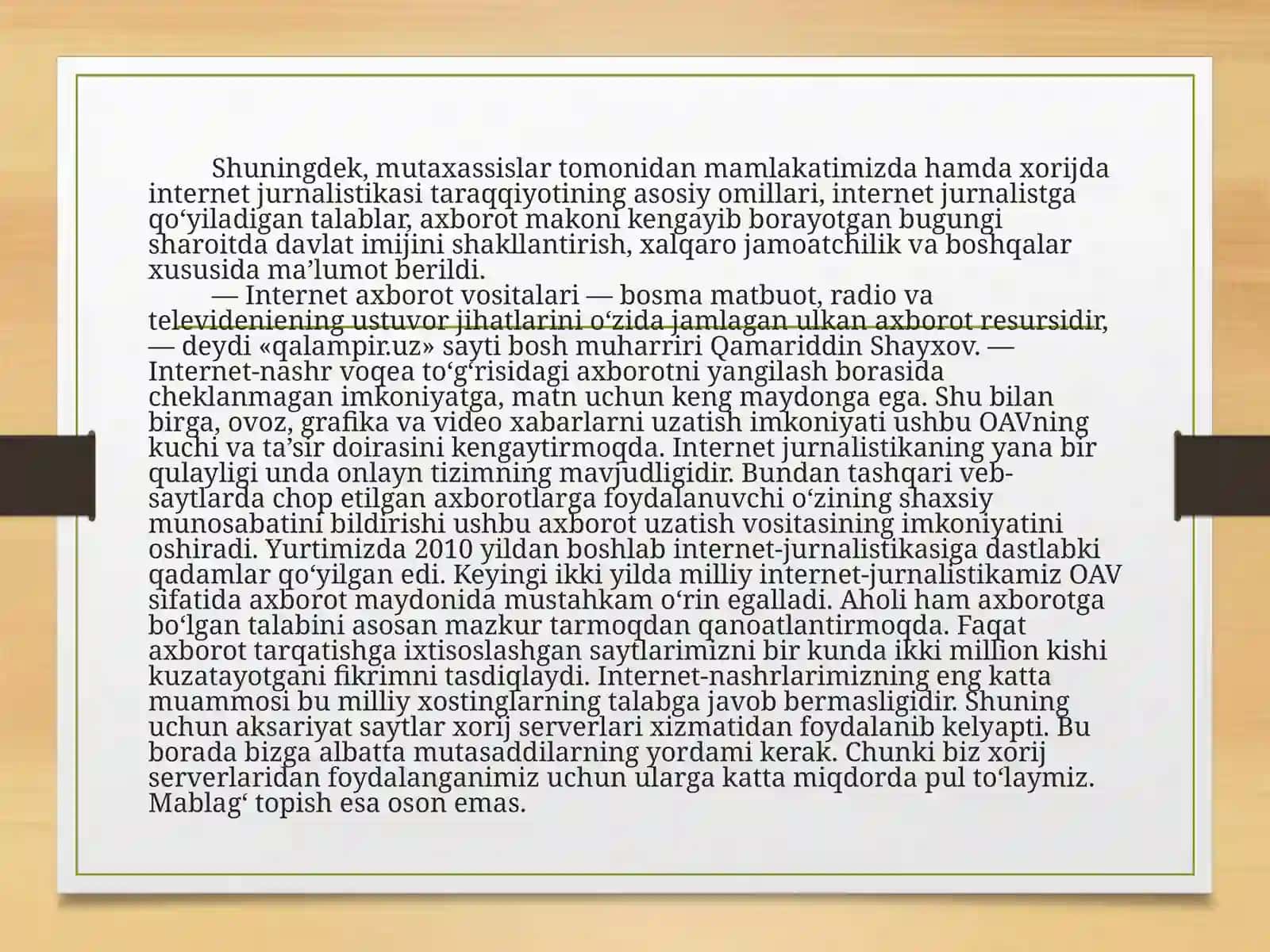 Internet jurnalistikasida kasb etikasi mavzusida 3