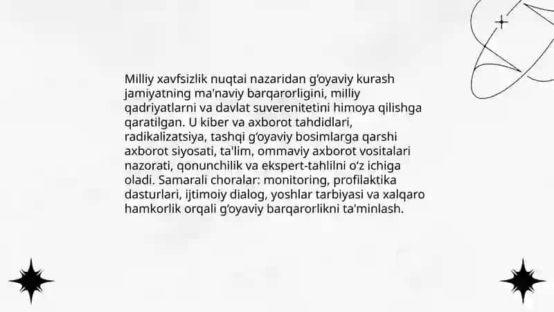 Yot va zararli g‘oyalar, g‘oyaviy kurash tushunchalari ularning mazmuni va mohiyati 3