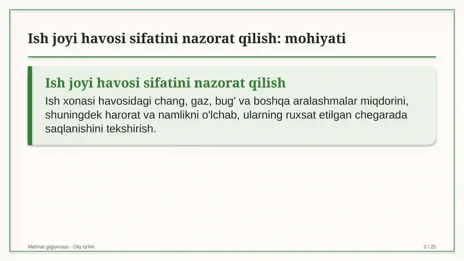 Elektrotexnika sanoatida ish joyi havosini sifat jihatidan nazorat qilish 3