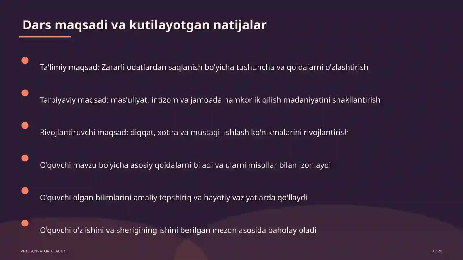 Zararli odatlardan saqlanish (7-sinf) 3