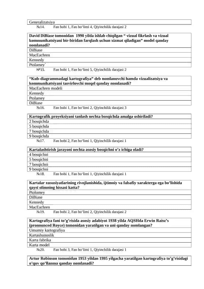 “Geologiya va gidrogeologiya” fanidan test savollari 3