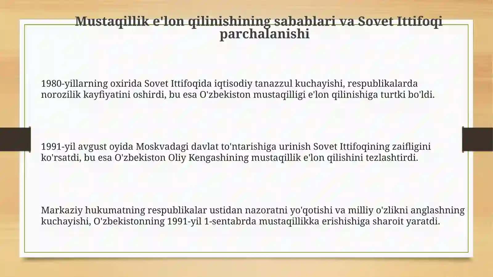 Mustaqil Oʻzbekistonning tashkil topishi 3