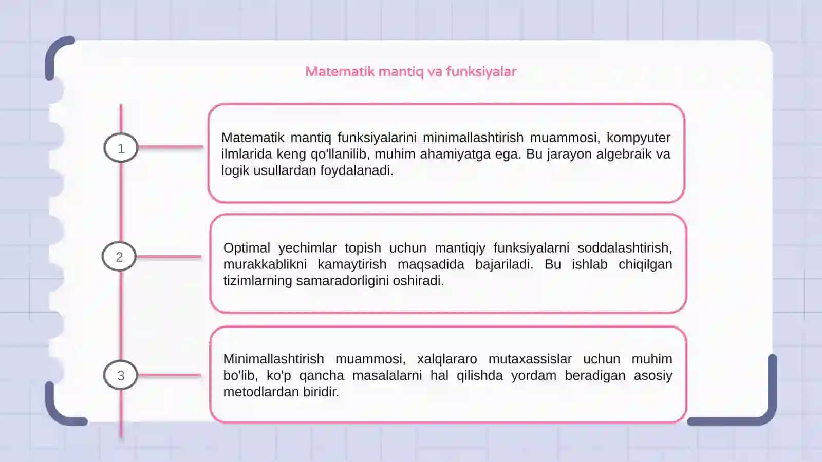 Matematik mantiq funksiyalarini minimallashtirish muammosi 3
