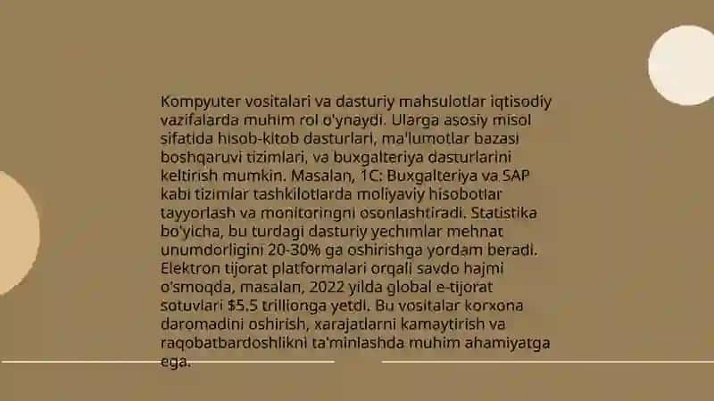 Iqtisodiy vazifalarni yechishda qo'llaniladigan dasturiy mahsulotlar tasnifi va vazifalari 3