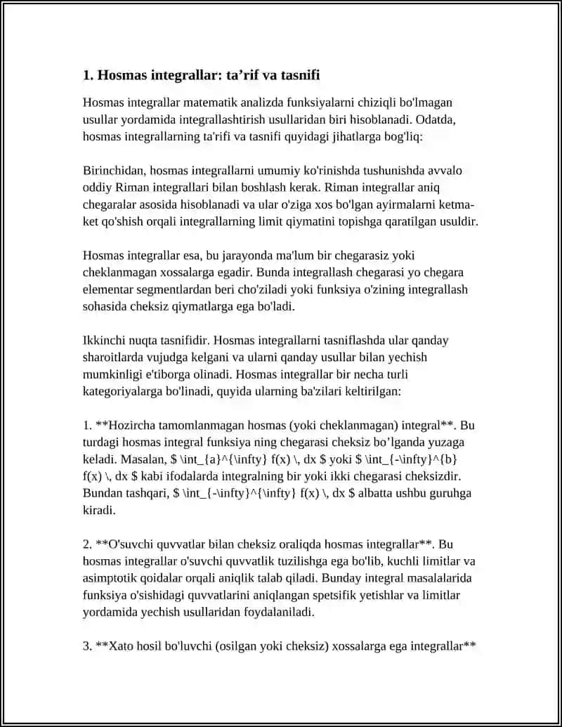 Hosmas integrallar 3
