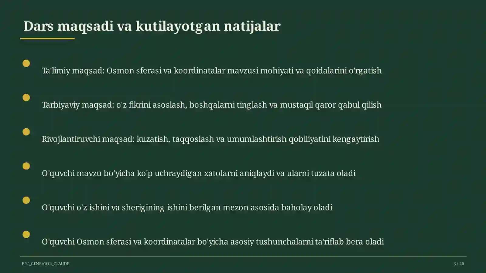 Osmon sferasi va koordinatalar (10-sinf) 3