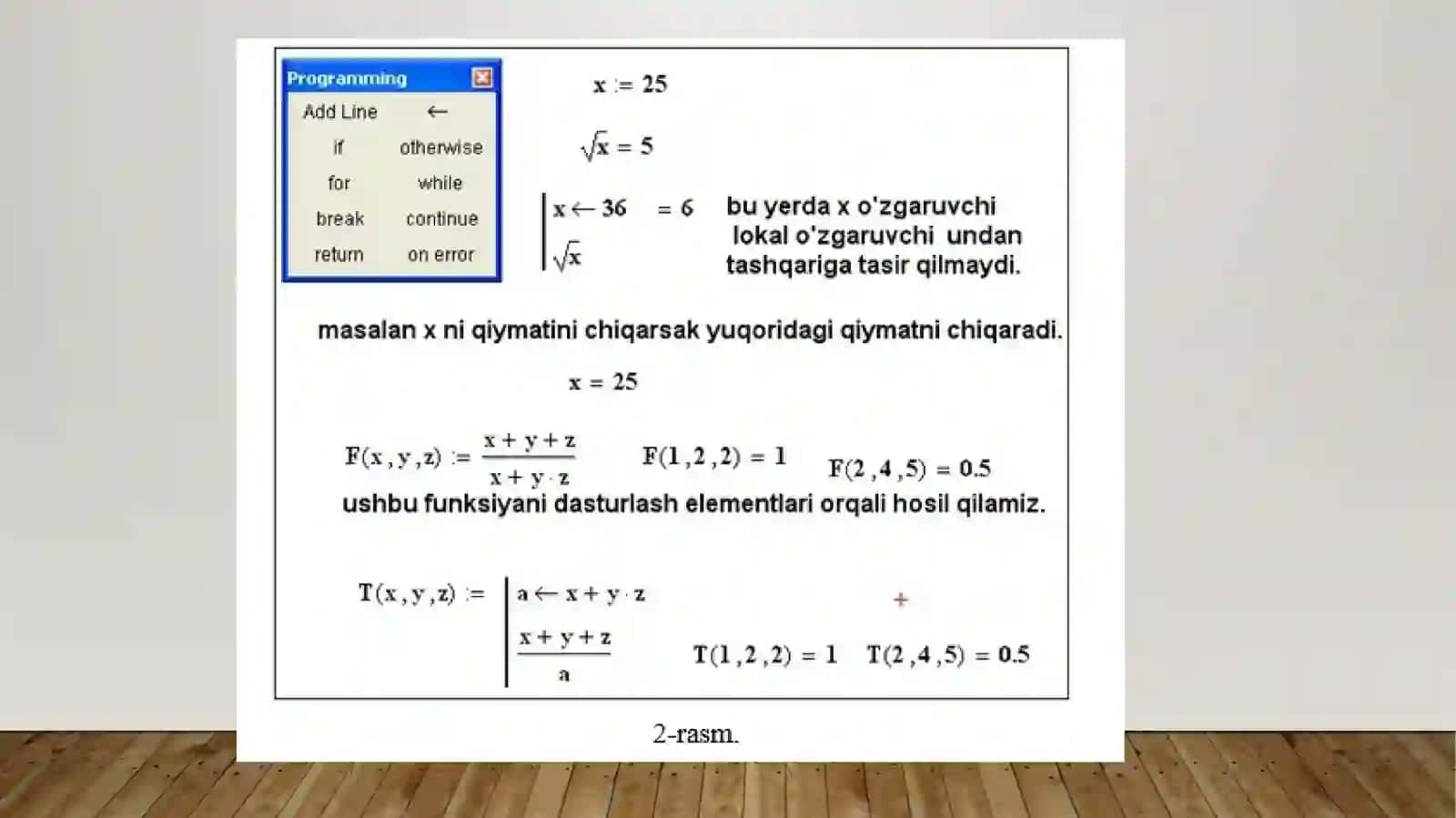 Mathcad dasturlash elementlari 3