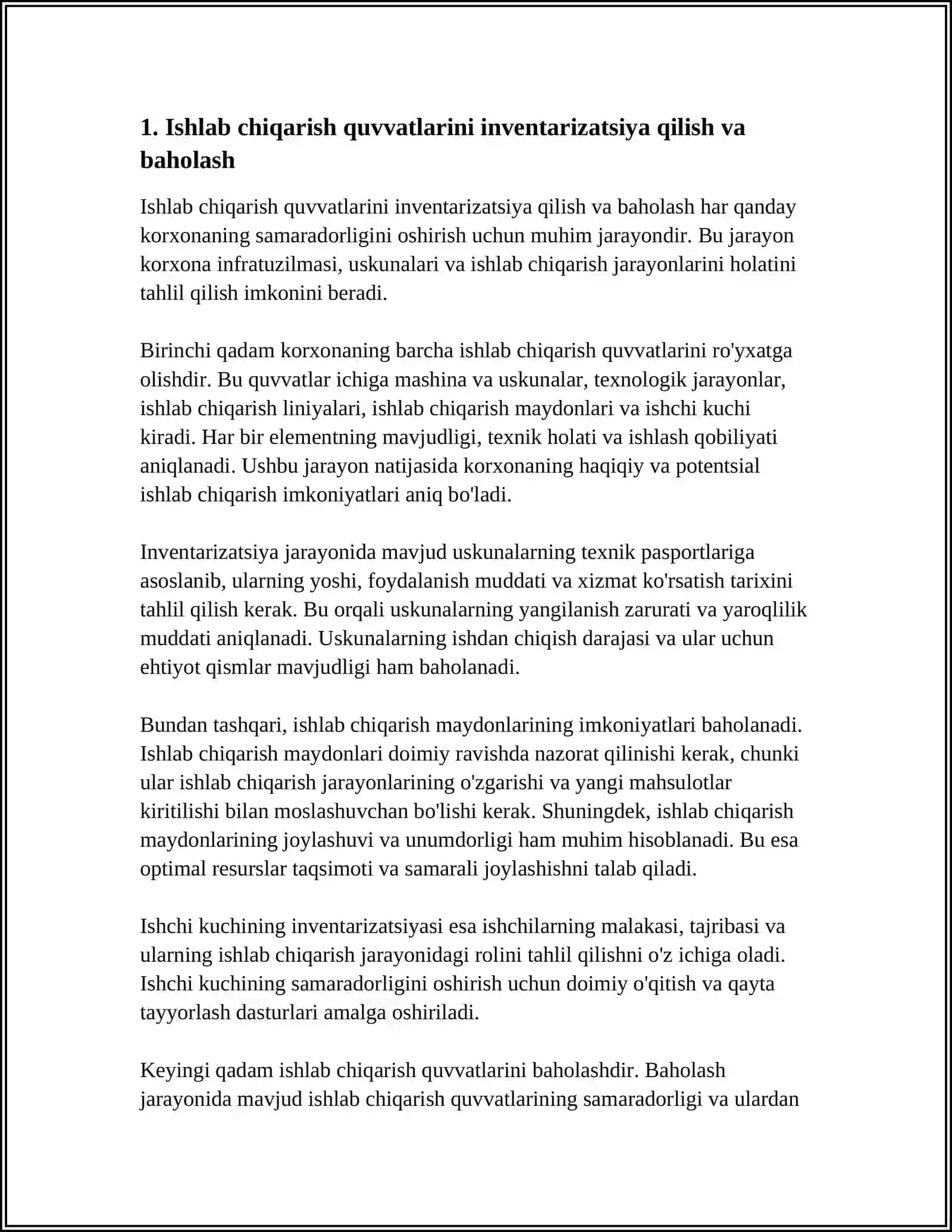 KORXONANING ISHLAB CHIQARISH QUVVATLARINI REJALASHTIRISH VA ULARDAN SAMARALI FOYDALANISH 3