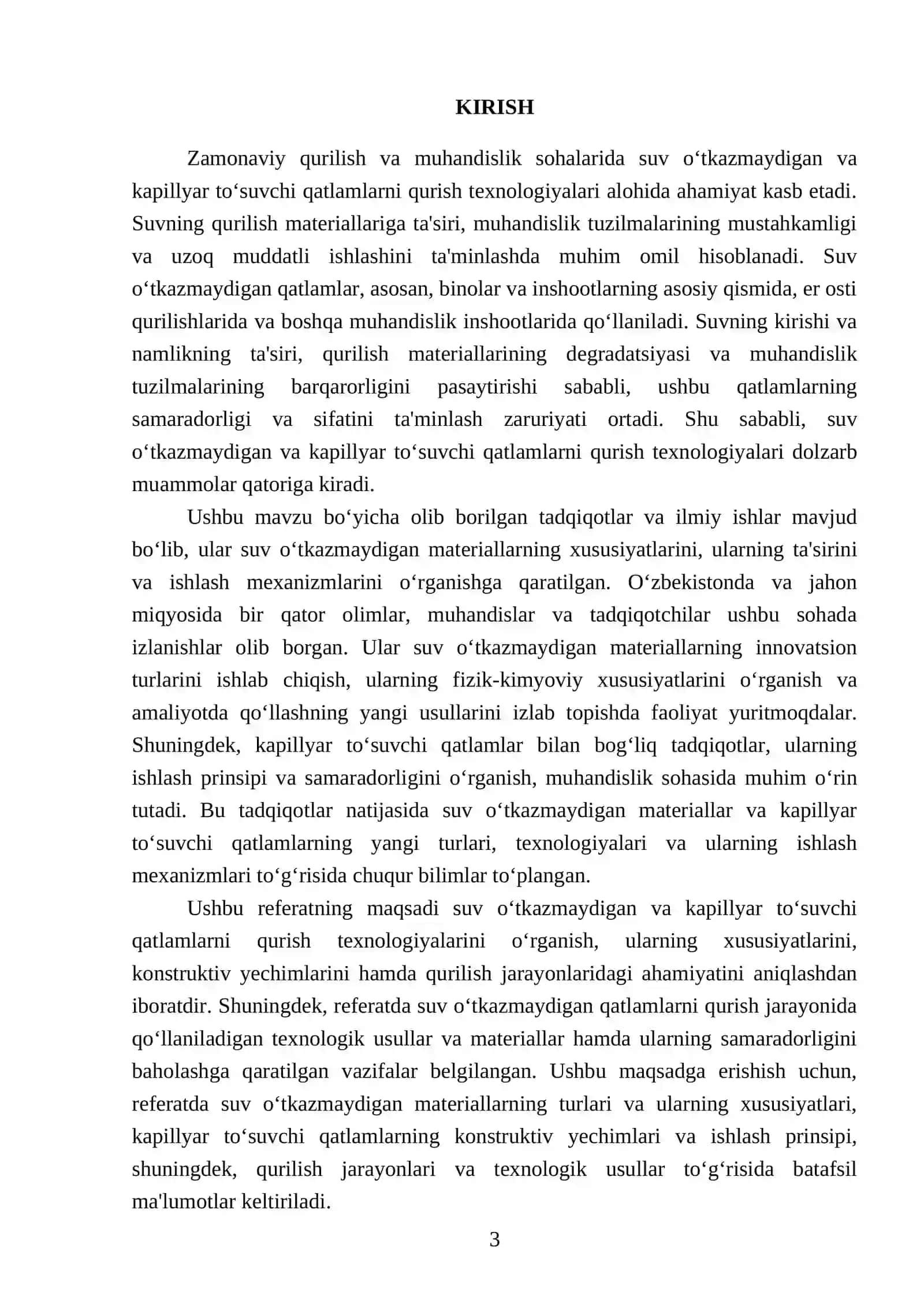 Suv o‘tkazmaydigan va kapillyar to‘suvchi qatlamni qurishning texnologiyasi 3