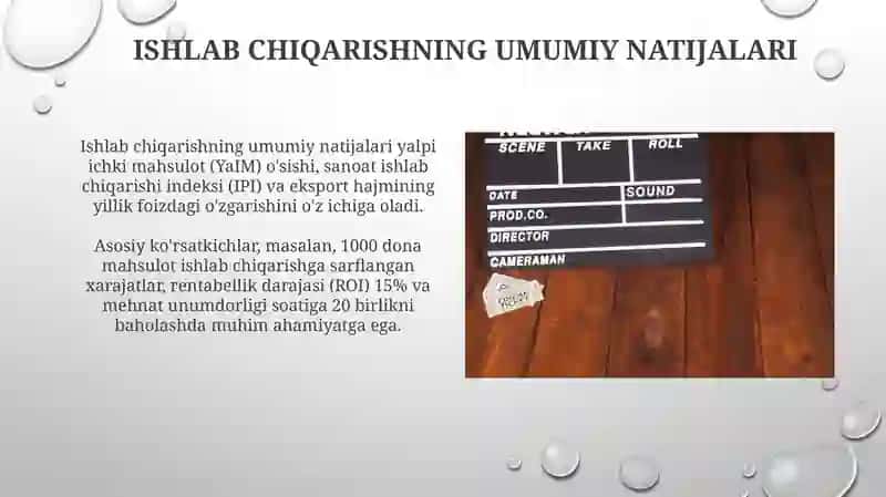 Ishlabchiqarishning umumiy vapirovard natijalari 3