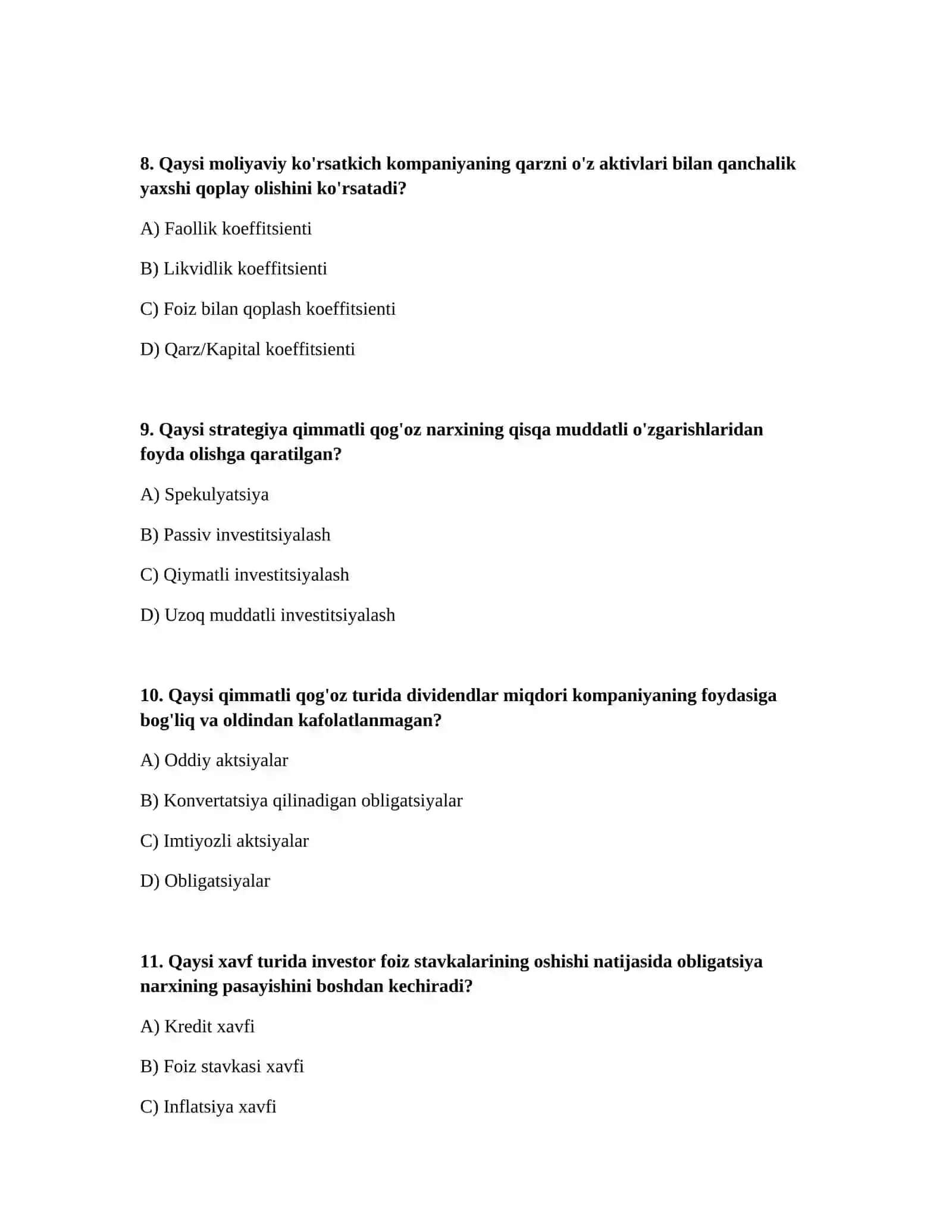 Qimatli qog'ozlarning xususiyatlari 3