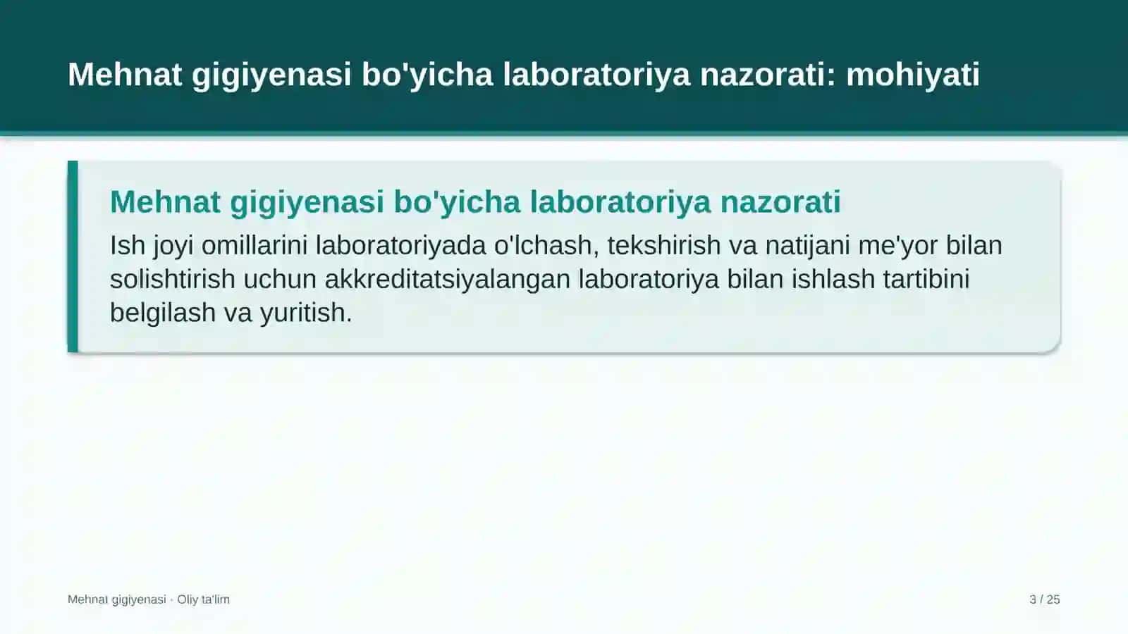 sholichilikda mehnat gigiyenasi bo'yicha laboratoriya nazoratini tashkil etish 4504 3