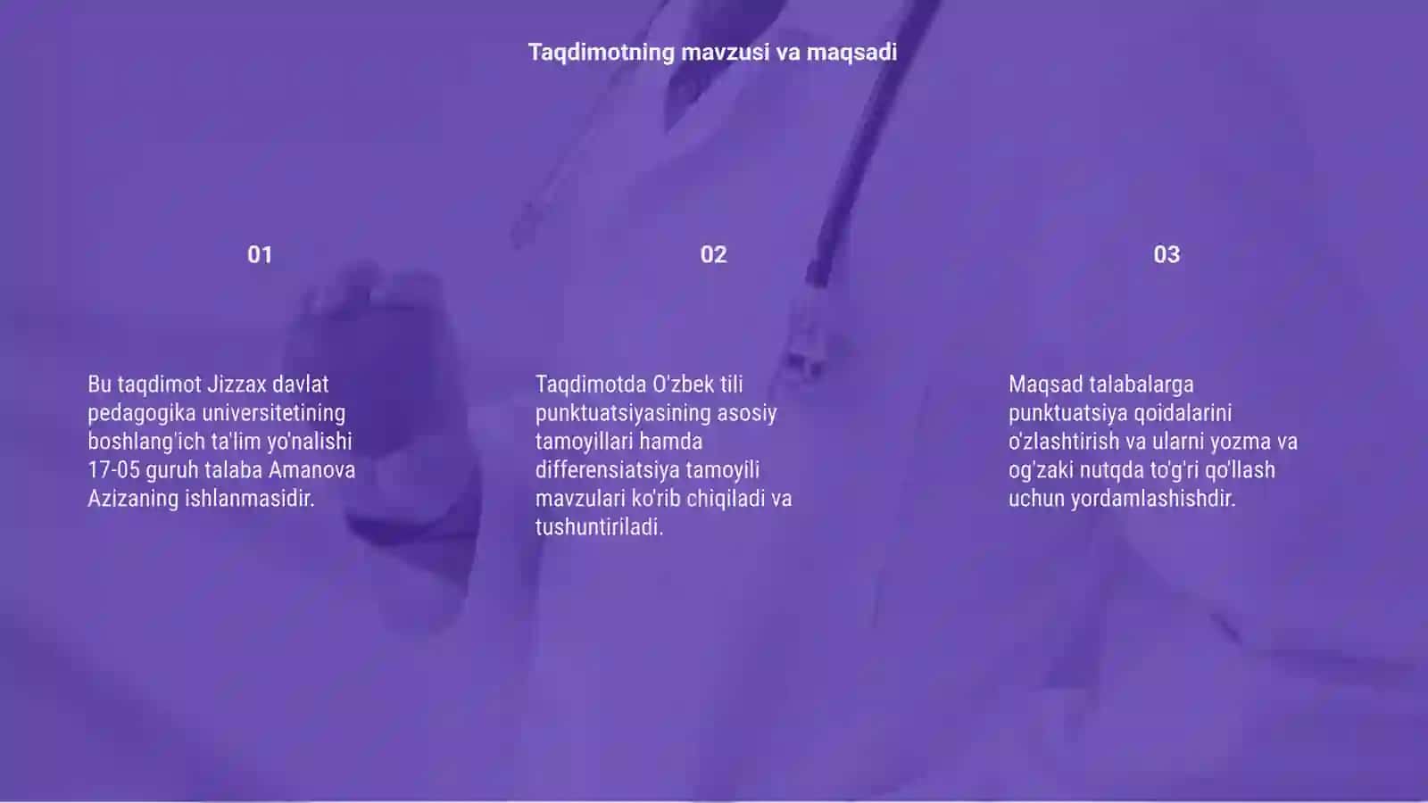 O'zbek tili punktuatsiyasining asosiy tamoyillari differensiatsiya tamoyili mavzusida taqdimoti 3