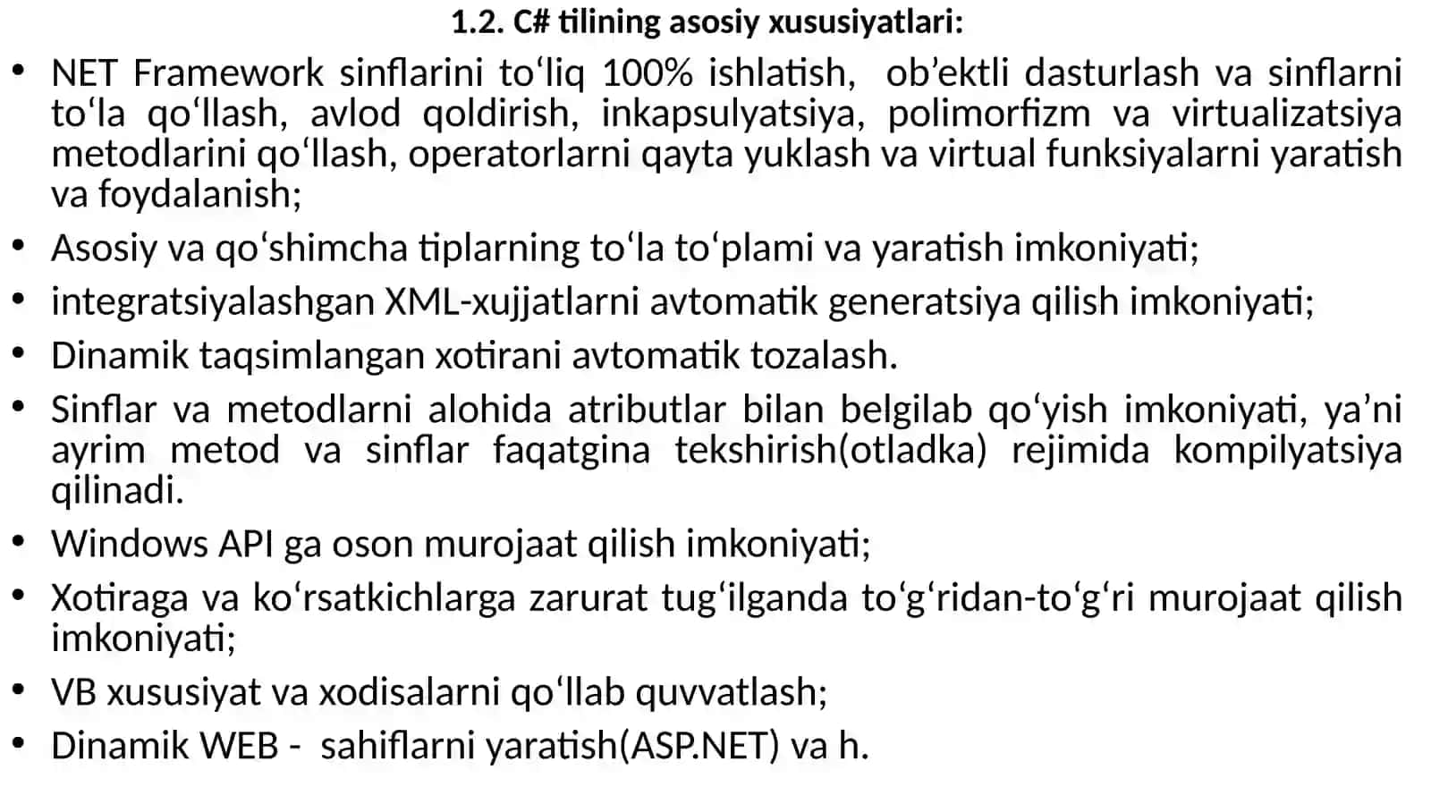 C# TILINING ASOSIY TUSHUNCHALARI 3