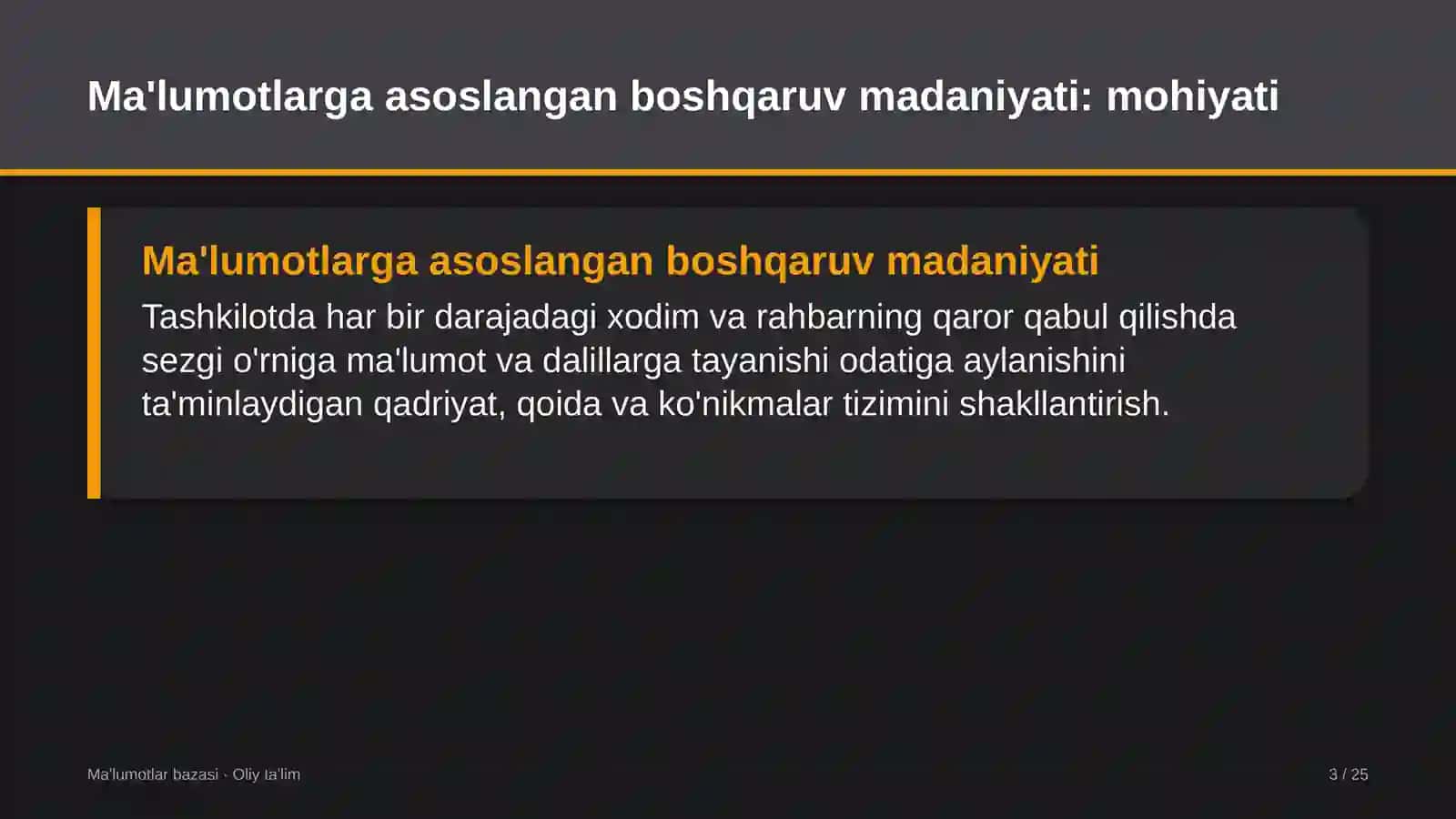vazirliklarda ma'lumotlarga asoslangan boshqaruv madaniyatini shakllantirish 3576 3