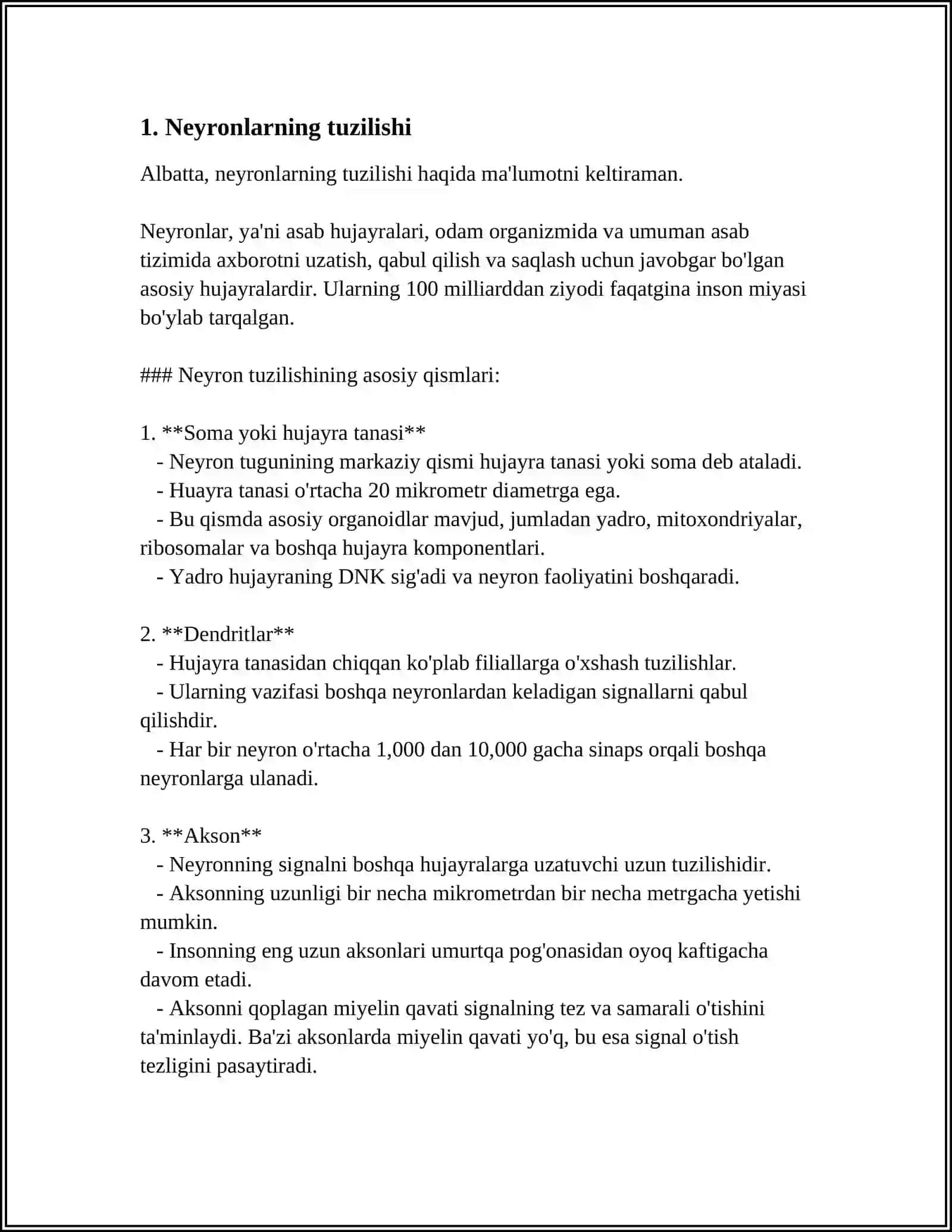 MUSTAQIL ISH Mavzu: OLIY NERV FAOLIYATI XAQIDA TUSHUNCHA 3