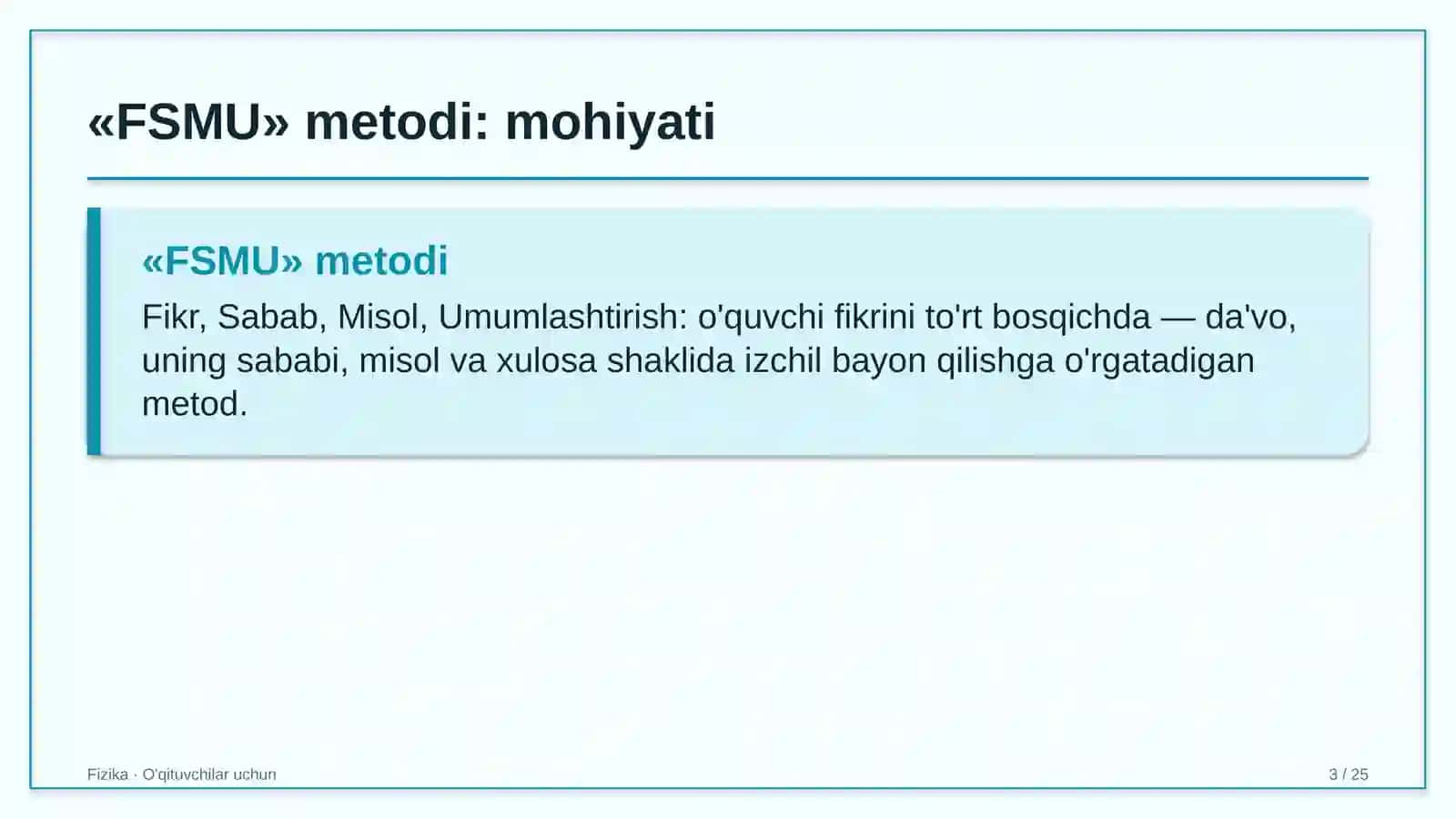 fizika darslarida fsmu metodidan foydalanish 7018 3