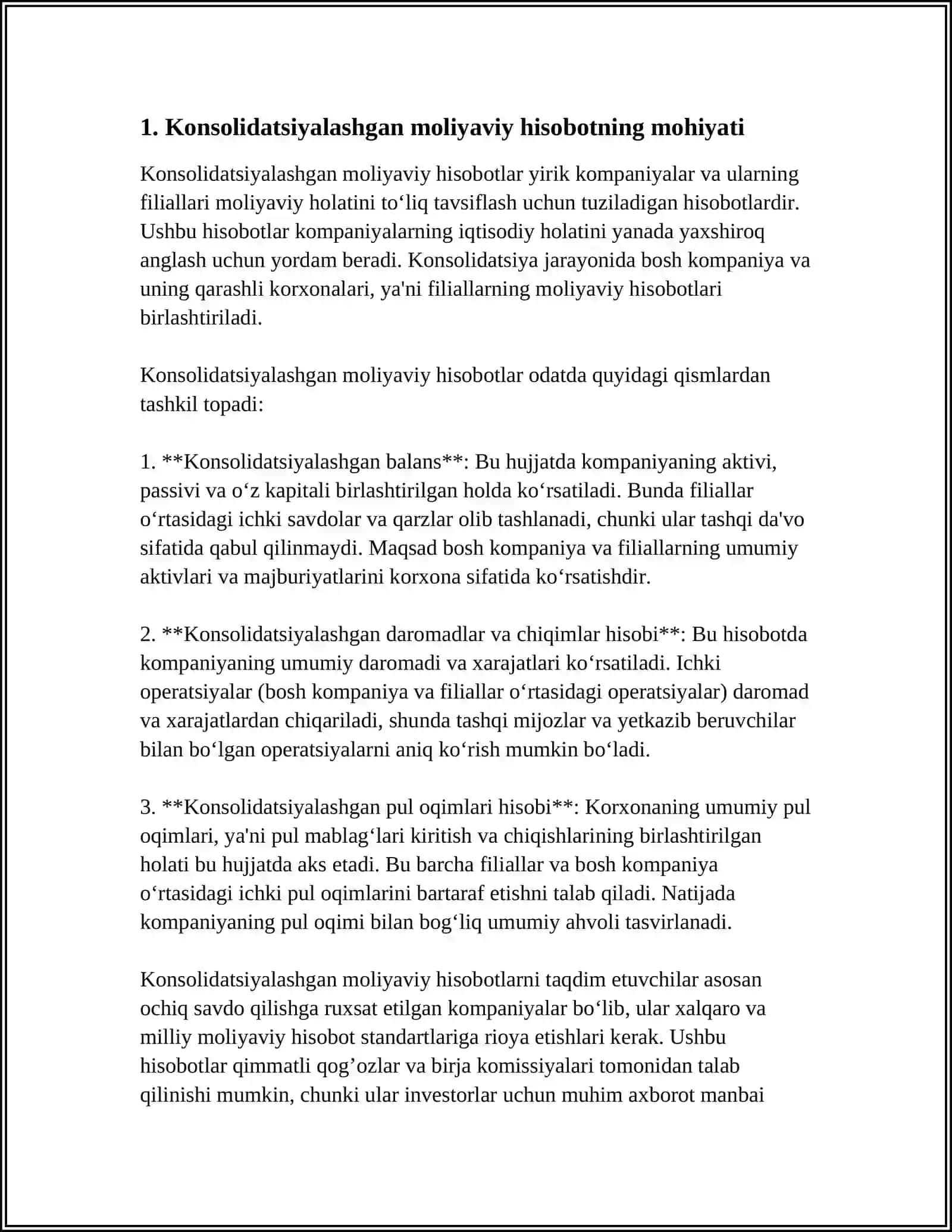 BANKLARDA KONSOLIDASIYALASHGAN HISOBOT 3