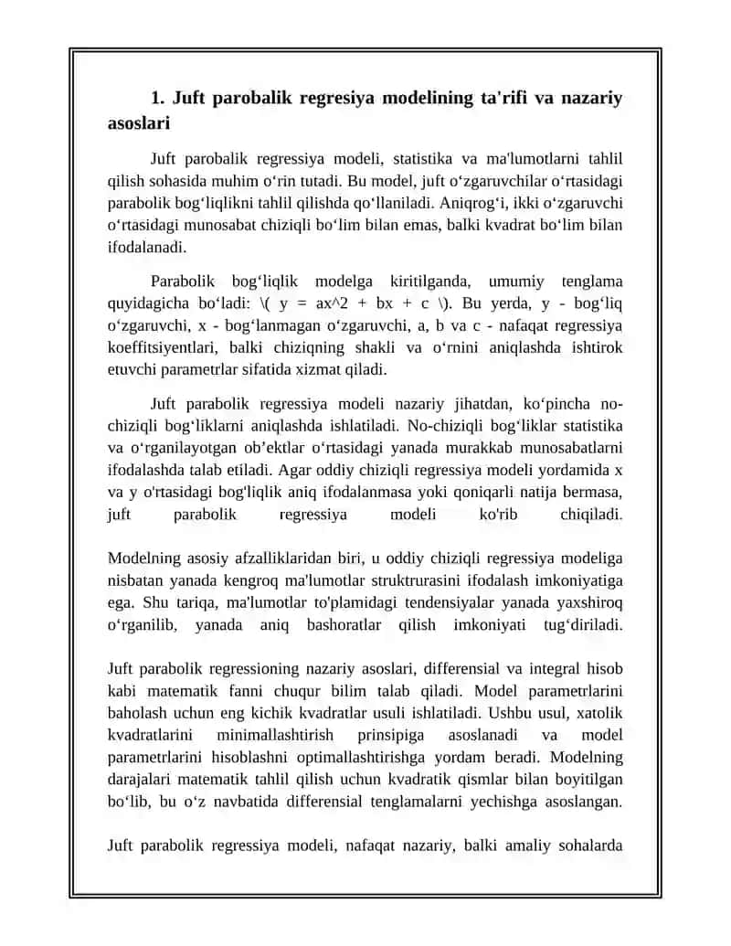 JUFT PAROBALIK REGRESIYA MODELI 3