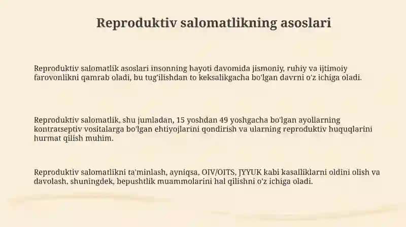 Reproduktiv salomatlikning asoslari 3