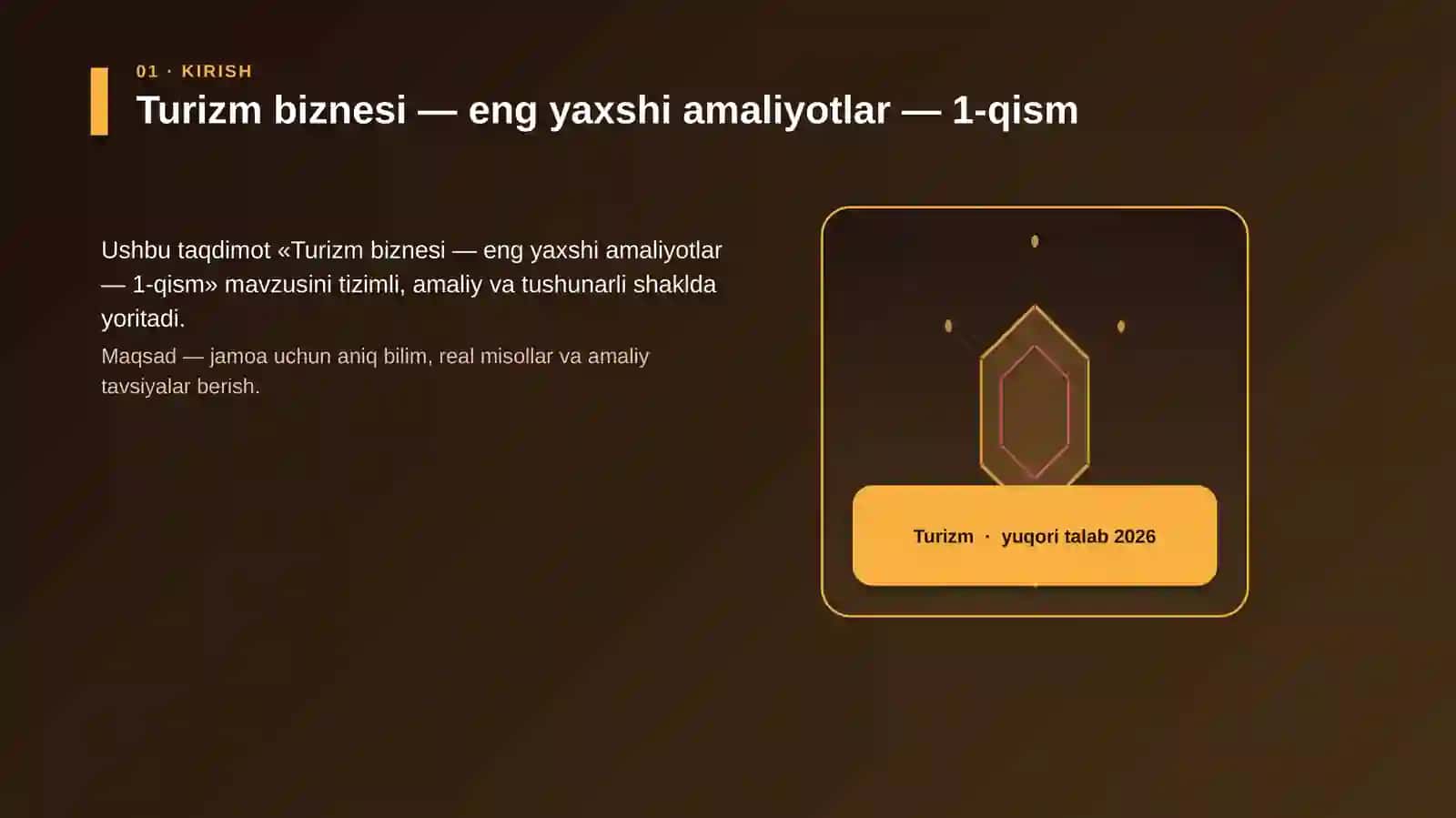 Turizm biznesi — eng yaxshi amaliyotlar — 1-qism 3