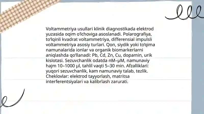 Elektrokimyoviy davolash va diagnostika usullari 3