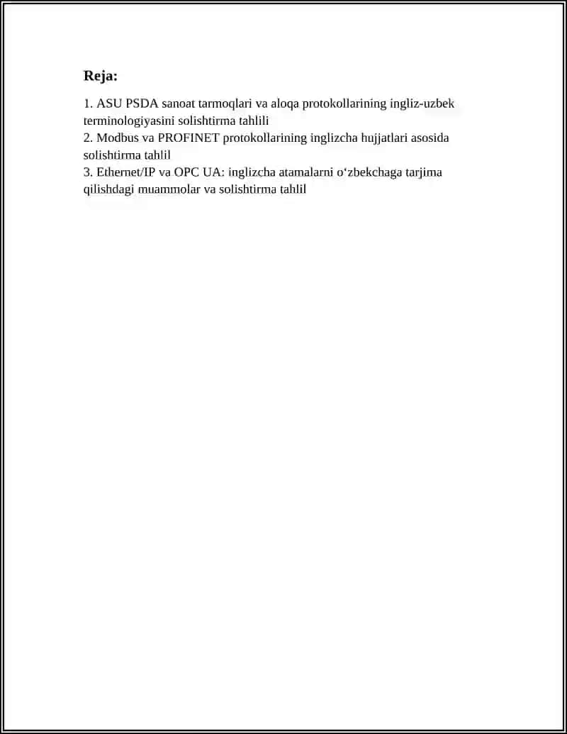 ASU PSDA sanoat tarmoqlari va aloqa protokollarining ingliz-uzbek terminologiyasini solishtirma tahlili 3