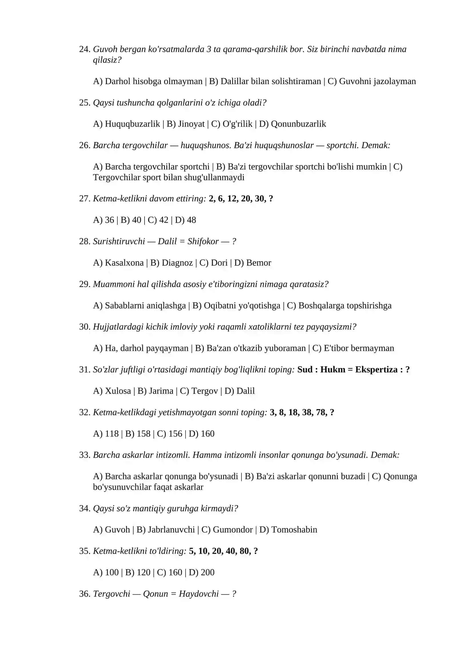 ichki ishlaraga kiruvchialar uchun 300ta psixologik testlar to'plami 3