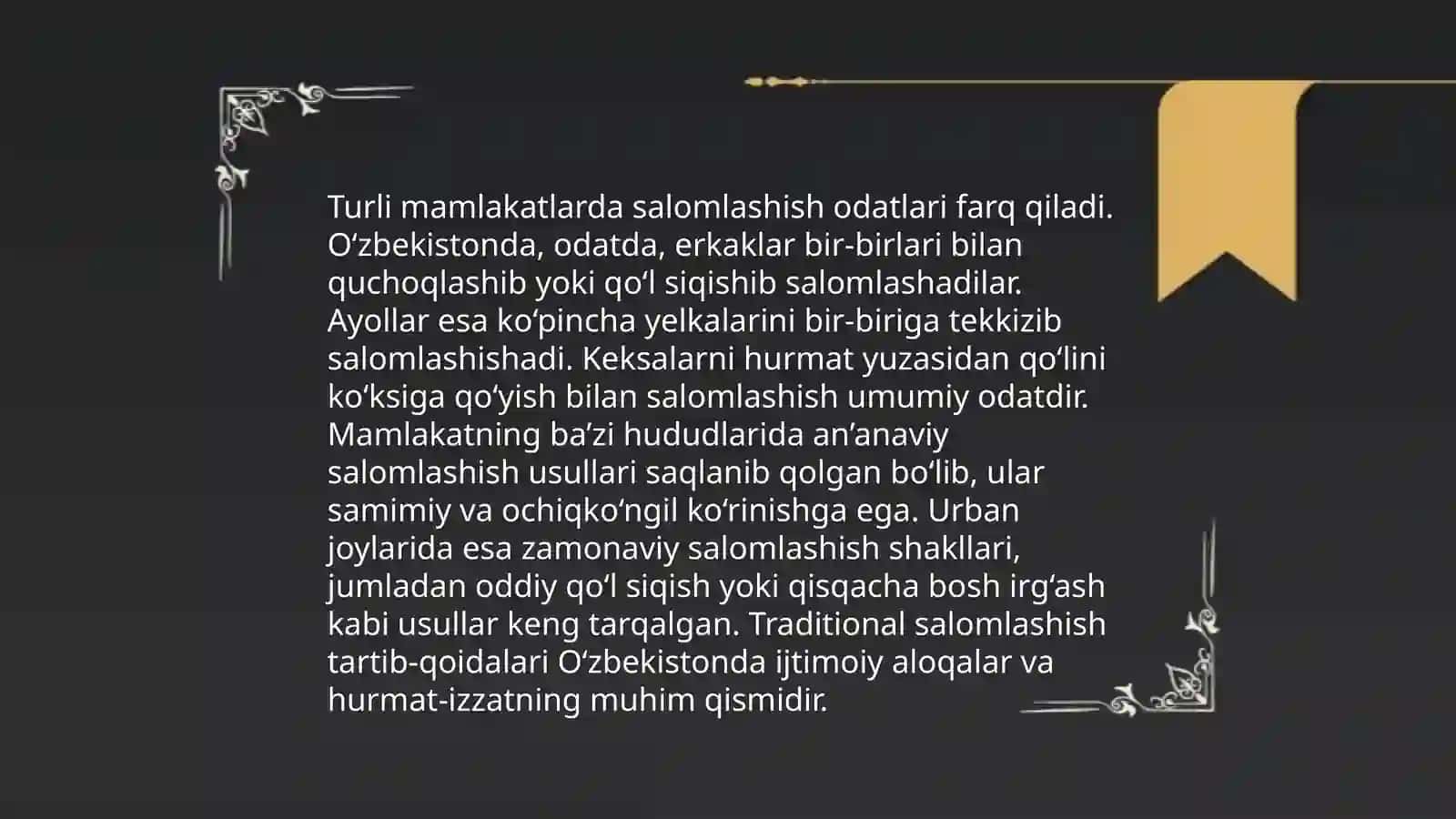 Salomlashish Odatlari 3