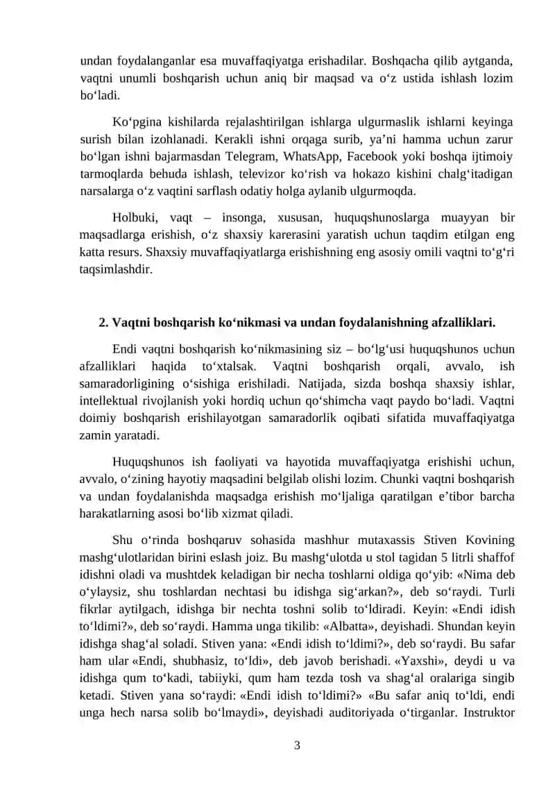 TAYM-MENEJMENT: O’QISh VA IShDA VAQTNI SAMARALI BOShQARISh USULLARI 3