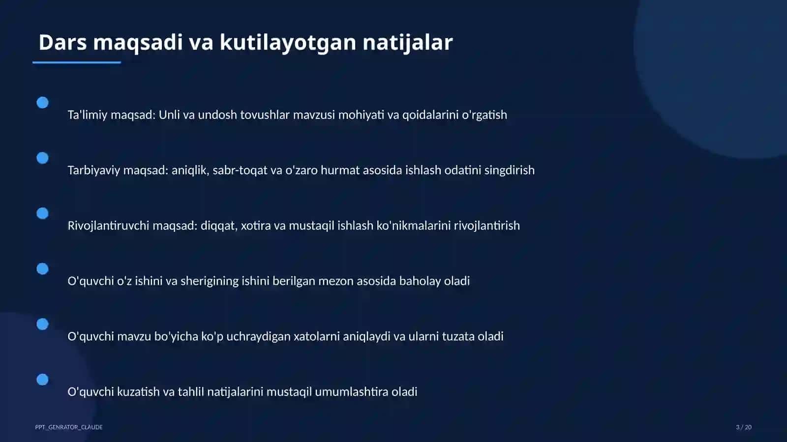 Unli va undosh tovushlar (1-sinf) 3