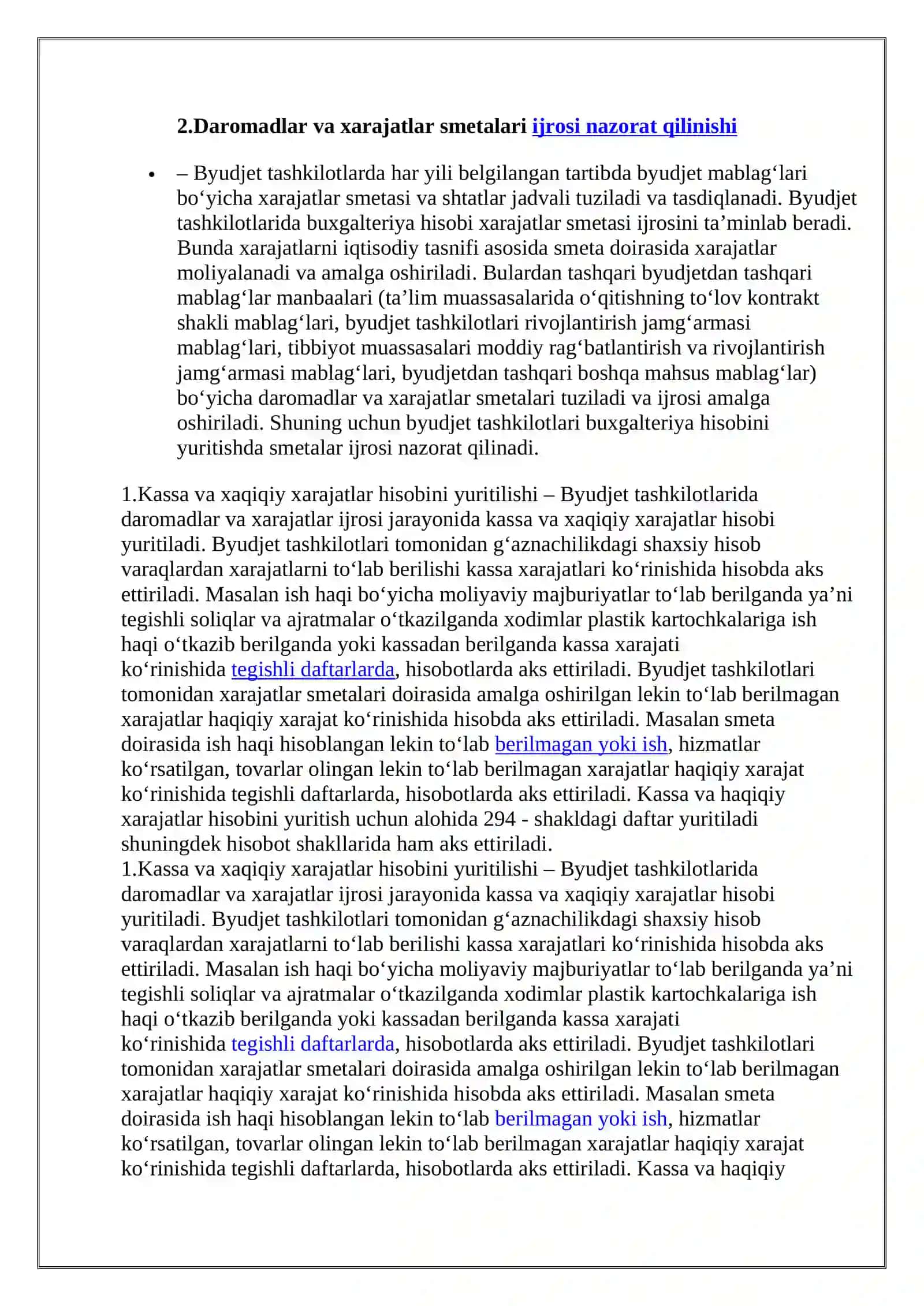 Byudjet tashkilotlarida byudjet hisobining tashkiliy uslubiy jihatlari 3