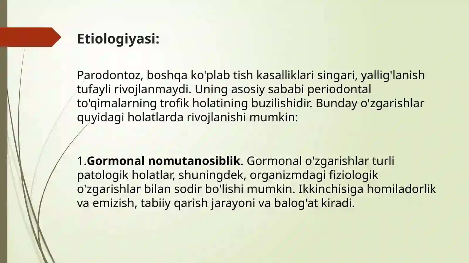 Parodontoz. Yengil darajadagi shakllari. Klinikasi, qiyosiy tashxisi. Kasallik tarixini tuzish 3
