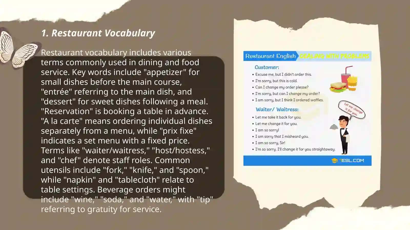 ESP lesson for Waiters in Restaurant 3
